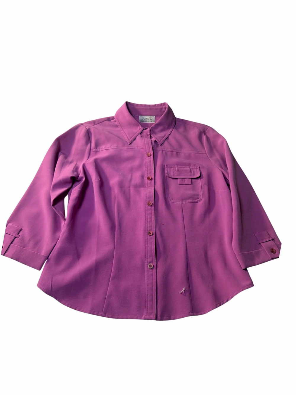 Cathy Che Stretch Lilac Pink Button-Up Blouse Size M